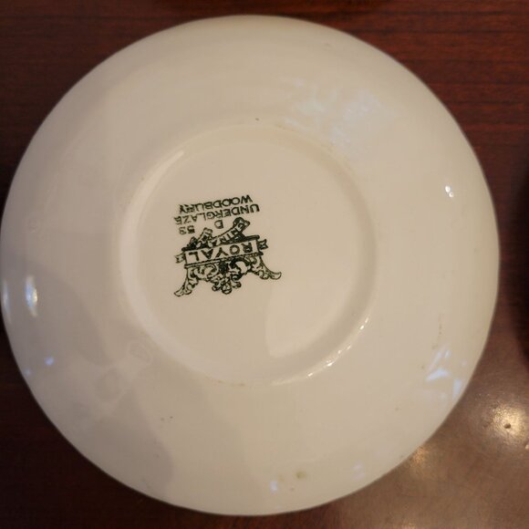 Royal Woodbury Under Glaze 6.25" Dessert Bowls Set Of 6 Green & White Floral Des - Picture 4 of 5